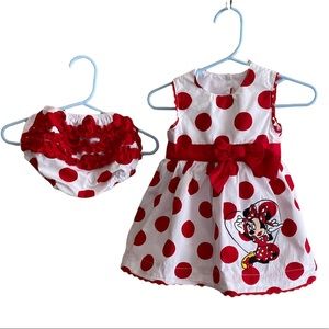 Disney Parks Red Polka Dot Minnie Mouse Dress & Bloomers Size 3…
